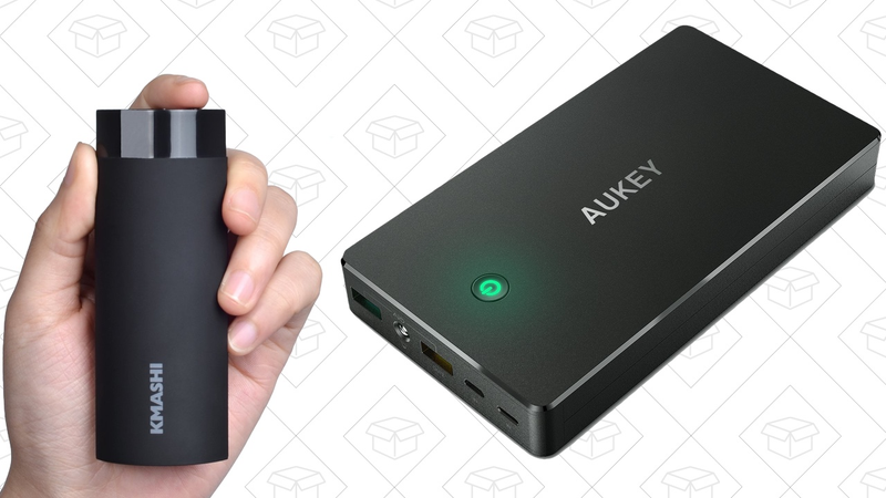 5,000mAh KMASHI Battery Pack, $6 with code ZDT33FWY | Aukey 20,000mAh QC 2.0 Battery Pack with Lightning Input, $28 with code A2CHARGE
